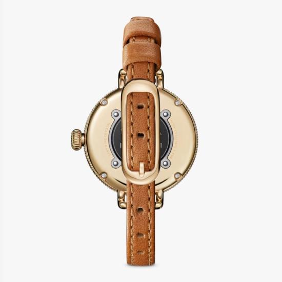  시놀라 손목시계 버디 문페이즈 34mm 버번 가죽 스트랩 시계 - SHINOLA