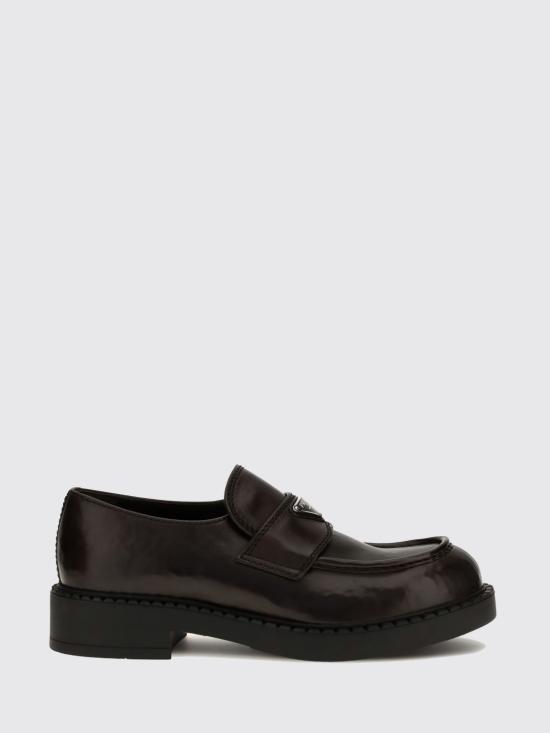 26FW 프라다 초콜릿 브러시드 가죽 삼각 로고 로퍼 2DE127FG0003ZPQ F0562 Brown