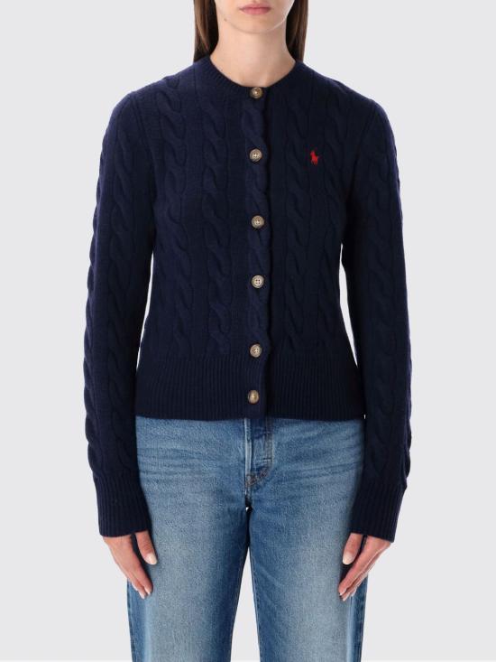 26FW 폴로 랄프로렌 로고 자수 크루넥 가디건 211972104 004 Blue