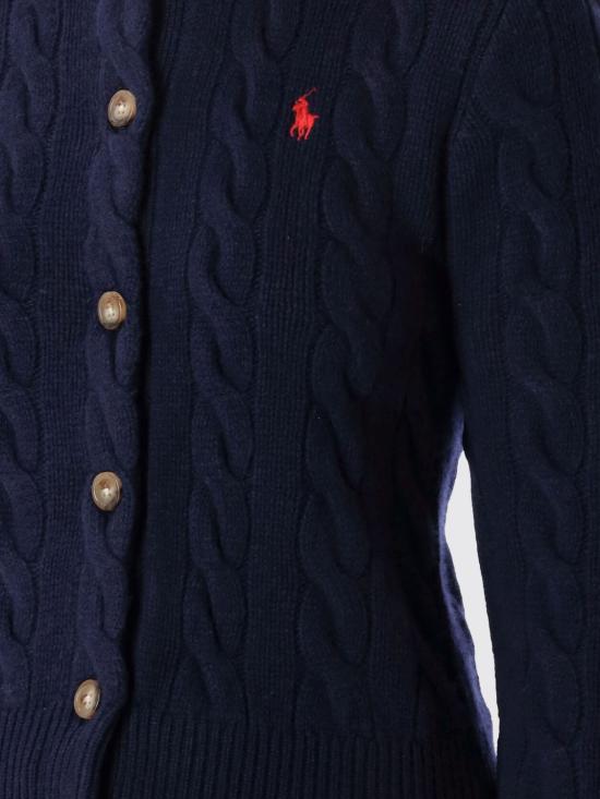 26FW 폴로 랄프로렌 로고 자수 크루넥 가디건 211972104 004 Blue - POLO RALPH LAUREN