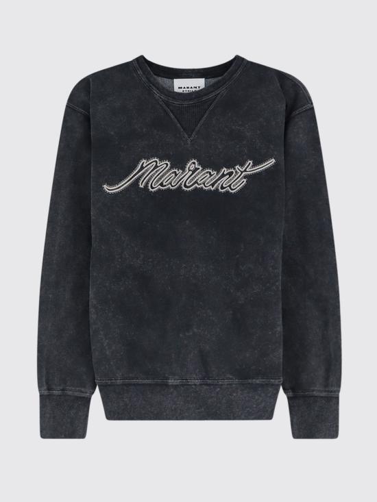 26FW 이자벨마랑에뚜왈 라이즈 스웨트 자수 코튼 플리스 스웨트셔츠 SW0061FAD3M04E 02FK Black - ISABEL MARANT ETOILE