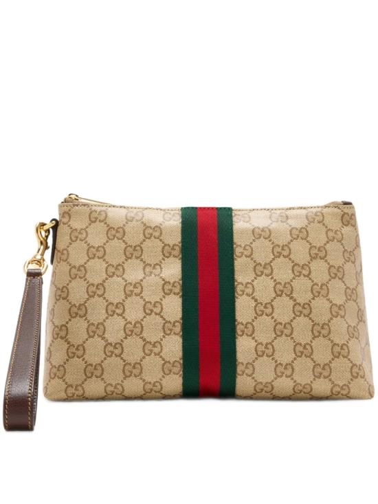 26FW 구찌 웹 디테일 GG 파우치 875821 FAF79 Brown