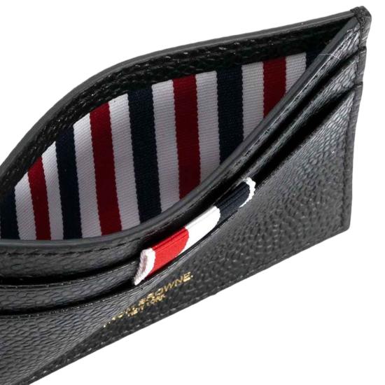 26SS 톰브라운 페블 그레인 레더 스트라이프 노트 카드 홀더 FAW035A00198001 Black - THOM BROWNE