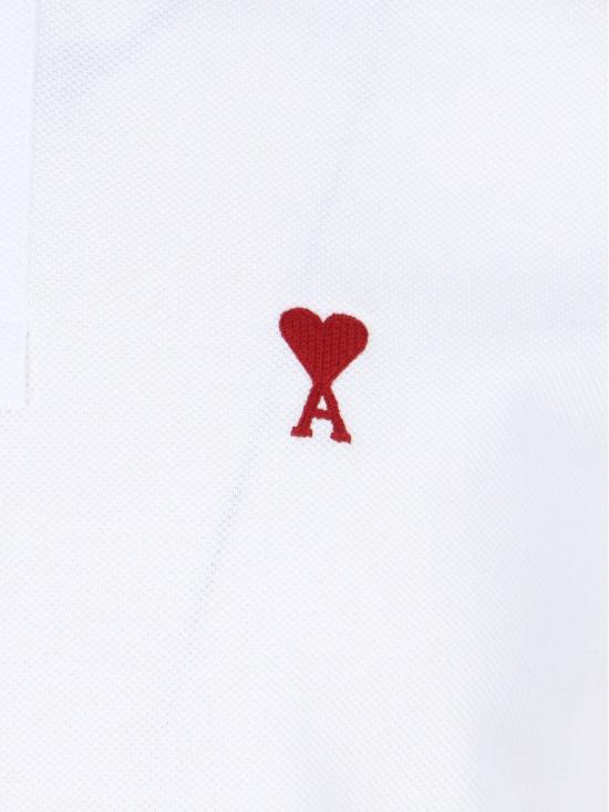 26FW 아미 스몰 하트 로고 폴로 셔츠 BFUPL001 760100 White - AMI