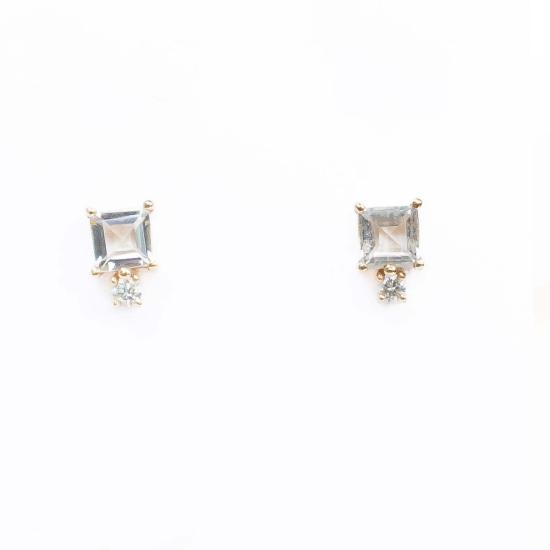  Vintage La Rose 이어링 빈티지 라로즈 화이트 토파즈 & 다이아몬드 스터드 귀걸이 14k 화이트 골드