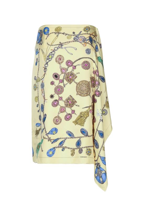 26FW 베르사체 미디 스커트 10258691A18698 5Y690 BURROAZURGOLD - VERSACE