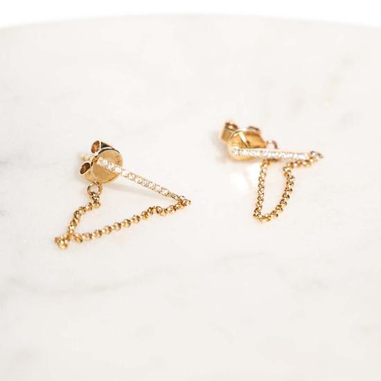  Vintage La Rose 이어링 빈티지 라로제 스틱 체인 허기스 14k 골드