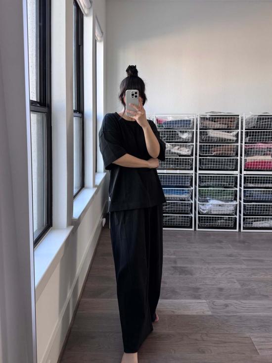  르 본 숍 스트레이트 팬츠 르봉샵 베어팬츠 블랙 - LE BON SHOPPE