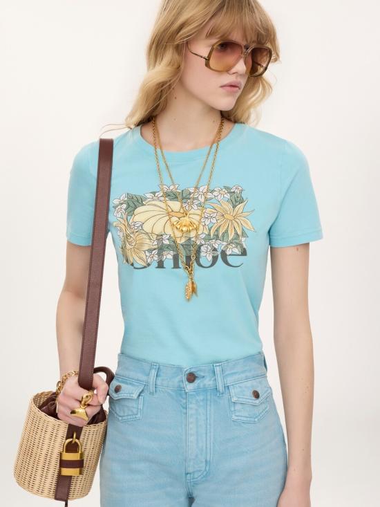 26FW 끌로에 반팔 티셔츠 CH26AJH08080 47C Blu - CHLOE