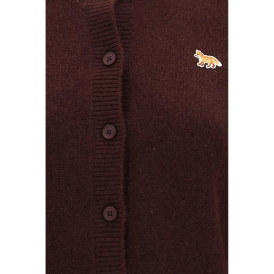  메종키츠네 가디건 메종 키츠네 베이비 폭스 램스울 피티드  브라운 - MAISON KITSUNE
