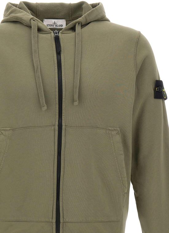 26FW 스톤 아일랜드 오가닉 코튼 플리스 레귤러 핏 후드 집업 6100061S0051V005G DONKERGREEN - STONE ISLAND
