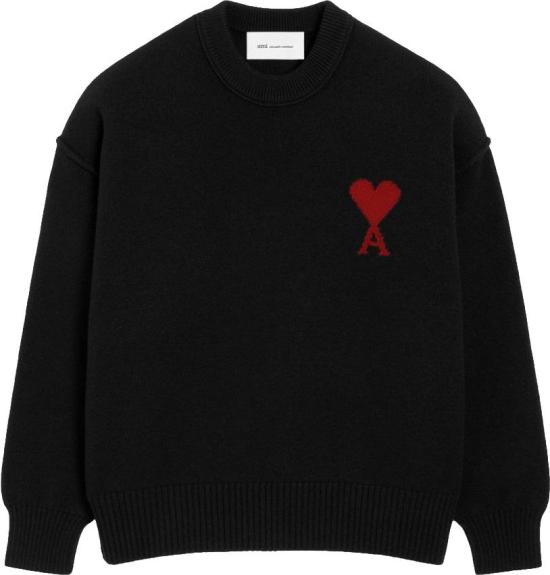 26FW 아미 빅 하트 울 크루넥 스웨터 UKS838D018009 BLACK