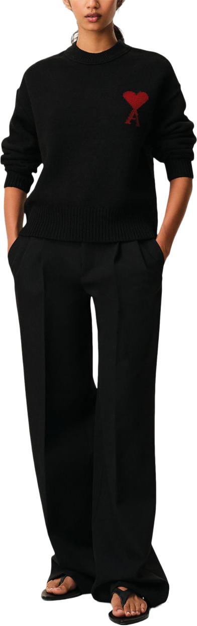 26FW 아미 빅 하트 울 크루넥 스웨터 UKS838D018009 BLACK - AMI