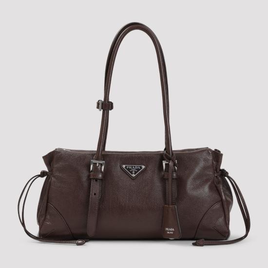 26FW 프라다 보니 미디엄 글라쎄 가죽 토트백 1BG628VOOX 2HF2 F05RC CACAO 0 - PRADA