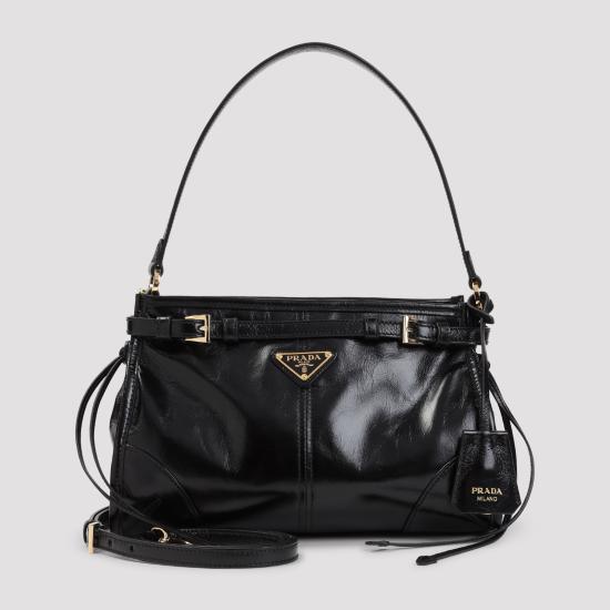 26FW 프라다 미디엄 자카드 및 레더백 1BC297VOOM 2CYR F0002 NERO - PRADA