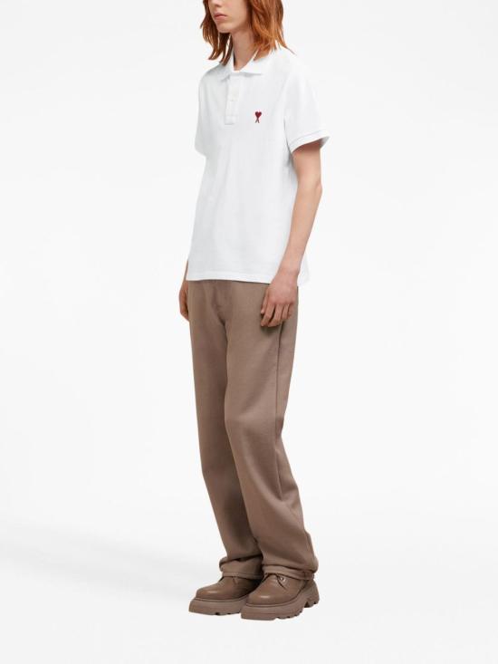 26FW 아미 스몰 하트 로고 폴로 셔츠 BFUPL001760 100 WHITE - AMI