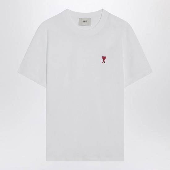 26FW 아미 스몰 하트 로고 티셔츠 BFUTS035U724 100 WHITE
