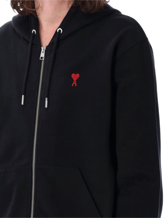 26FW 아미 스몰 하트 로고 루프백 오가닉 코튼 플리스 후드 BFUSW435730 001 BLACK - AMI