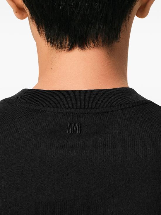 26FW 아미 스몰 하트 로고 라이트 코튼 저지 티셔츠 HTS346724 045 BLACK - AMI