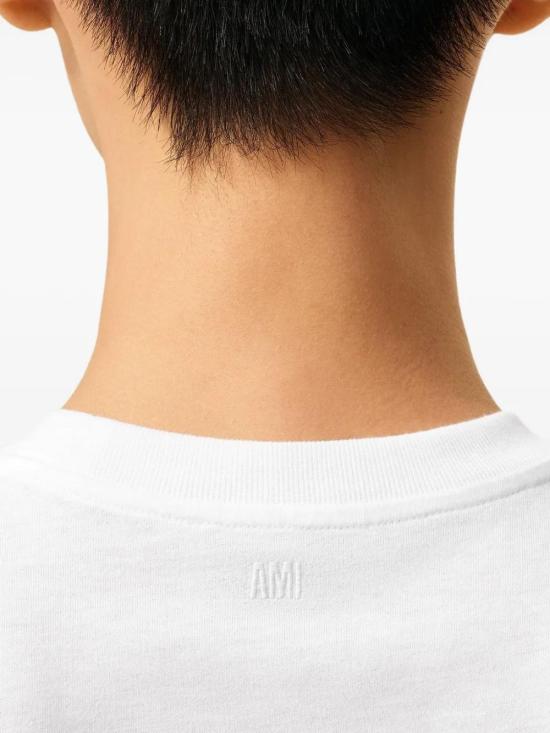 26FW 아미 스몰 하트 로고 라이트 코튼 저지 티셔츠 HTS346724 100 WHITE - AMI
