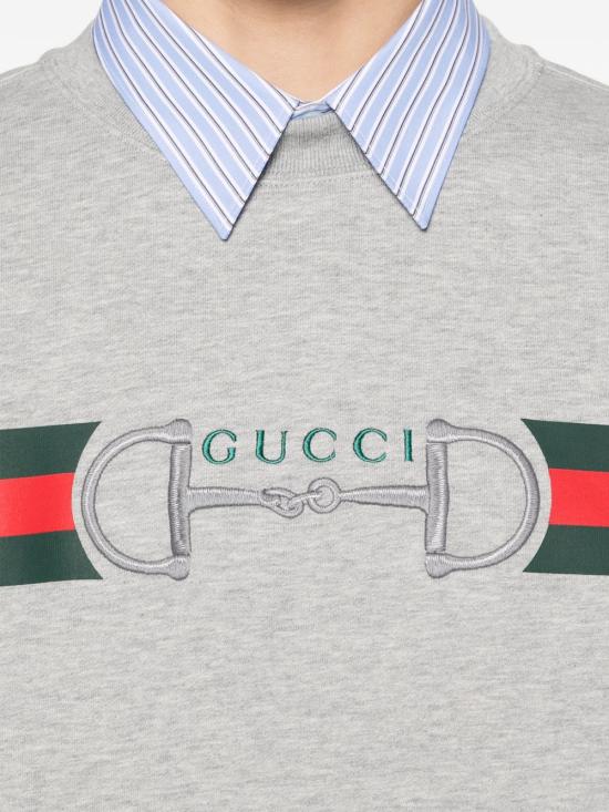 26SS 구찌 프린트 디테일 코튼 저지 스웨트셔츠 848737XJHOK 1056 GREY - GUCCI