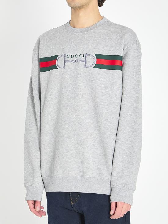 26SS 구찌 프린트 디테일 코튼 저지 스웨트셔츠 848737XJHOK 1056 GREY - GUCCI