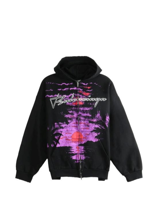 26FW 발렌시아가 후드 티셔츠 A0017WTUVR6 1000 BLACK
