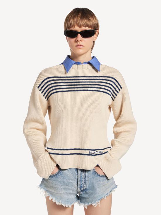 26FW 발렌시아가 리브드 보트넥 스웨터 876806T3461 4282 BLUE - BALENCIAGA