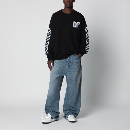 26FW 오프화이트 긴팔 티셔츠 OMBA054F26FLE007 0001 BLACK - OFF WHITE