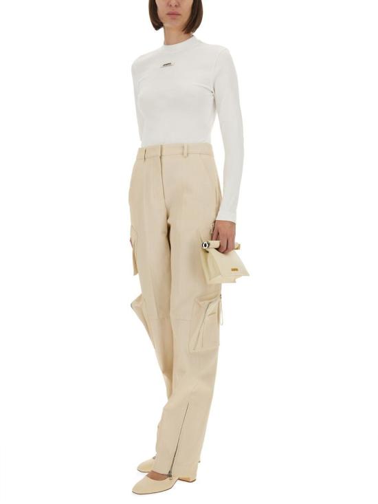 26FW 자크뮈스 그로그랭 로고 롱슬리브 티셔츠 TSW00155AJ00124 100 WHITE - JACQUEMUS
