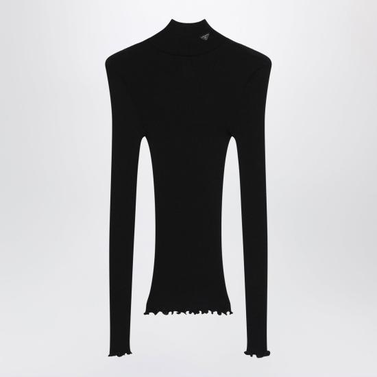 26FW 프라다 실크 크루넥 긴팔 티셔츠 39700OOO6080 F0002 BLACK