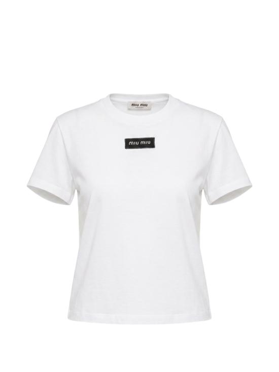 26FW 미우미우 반팔 티셔츠 MJNA45OOO6398 F0009 WHITE