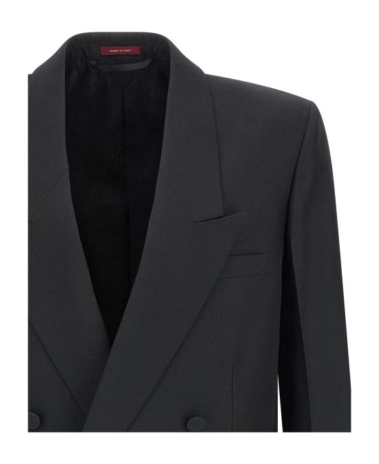 25FW 구찌 더블 브래스트 테크니컬 파나마 자켓 849881Z7AYA 1000 BLACK - GUCCI