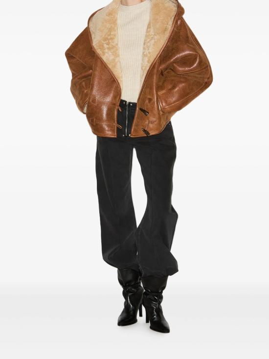 26FW 이자벨마랑 아미엘 숏 셔링 코트 아미엘 숏 셔링 코트 MA0296FAC3A03I 50CO BROWN - ISABEL MARANT