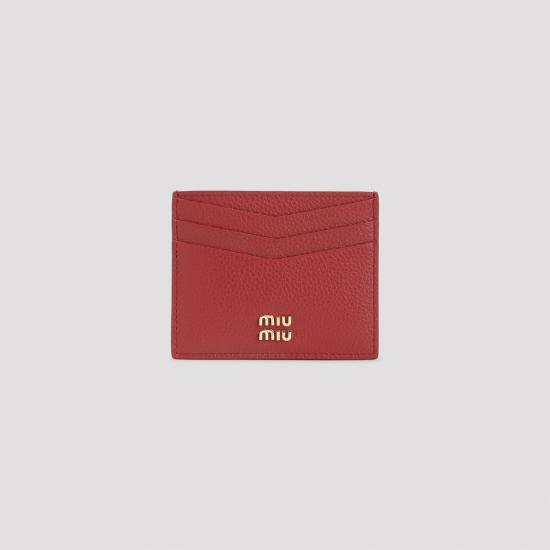 26SS 미우미우 로고 레더 카드 지갑 5MC002ADT7 F0011 RED - MIU MIU