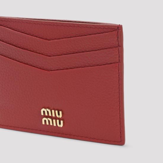 26SS 미우미우 로고 레더 카드 지갑 5MC002ADT7 F0011 RED - MIU MIU