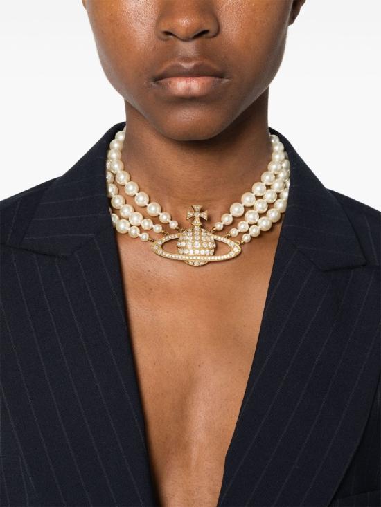 26FW 비비안웨스트우드 펄 바스 릴리프 초커 6303000702R117GOLD White - VIVIENNE WESTWOOD