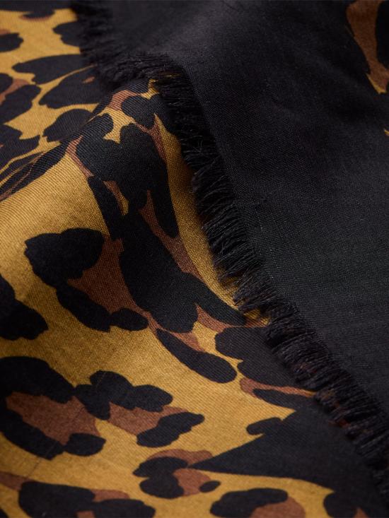 26FW 생로랑 카산드르 레오파드 울 스퀘어 스카프 8340523Y200 1079 BLACK - SAINT LAURENT