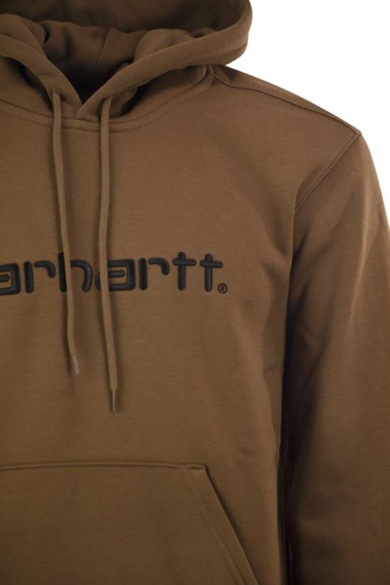 26FW 칼하트 WIP 로고 후드 티셔츠 I030547 3YYXX BROWN - CARHARTT WIP