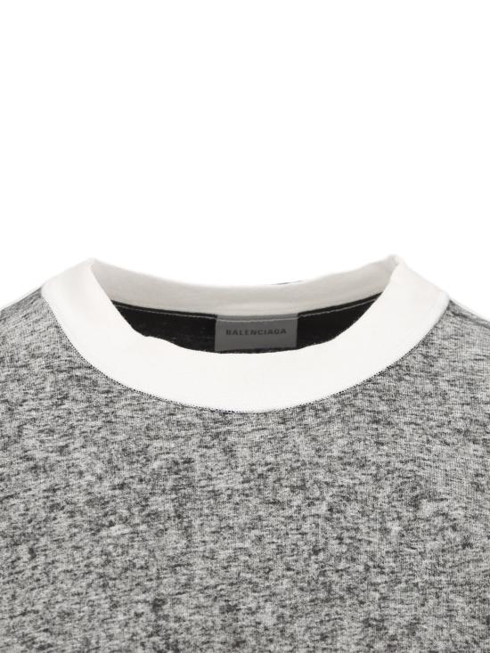 26FW 발렌시아가 로고 프린트 헤더드 미디엄 핏 티셔츠 764235TUVS2 1000 GREY - BALENCIAGA
