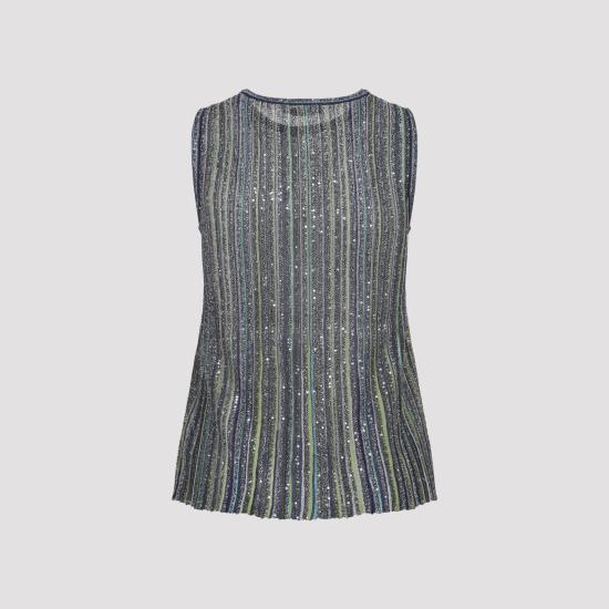 26FW 미소니 민소매 티셔츠 DS26WK0JBK01J8 S616T GREEN - MISSONI
