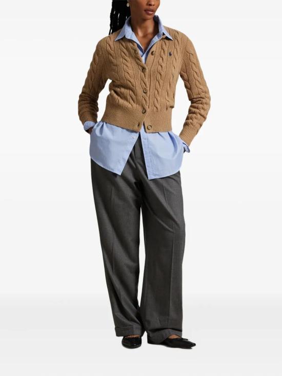 26FW 폴로 랄프로렌 로고 자수 크루넥 가디건 211972104001 BEIGE - POLO RALPH LAUREN