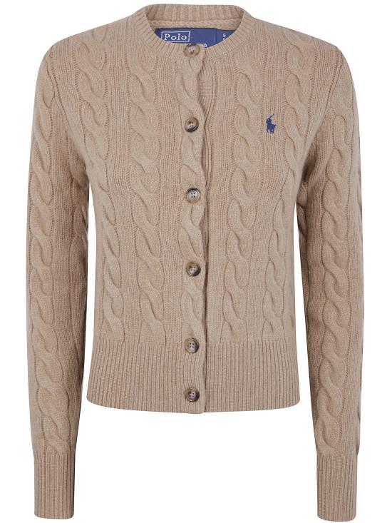 26FW 폴로 랄프로렌 로고 자수 크루넥 가디건 211972104001 BEIGE - POLO RALPH LAUREN