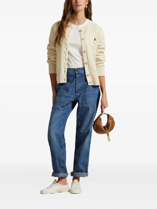 26FW 폴로 랄프로렌 로고 자수 크루넥 가디건 211972104002 BIANCO - POLO RALPH LAUREN