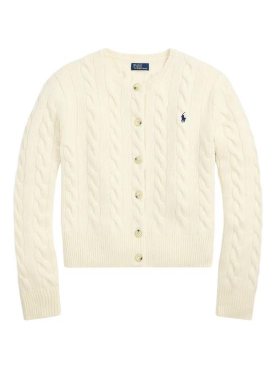 26FW 폴로 랄프로렌 로고 자수 크루넥 가디건 211972104002 BIANCO