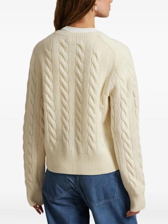 26FW 폴로 랄프로렌 로고 자수 크루넥 가디건 211972104002 BIANCO - POLO RALPH LAUREN