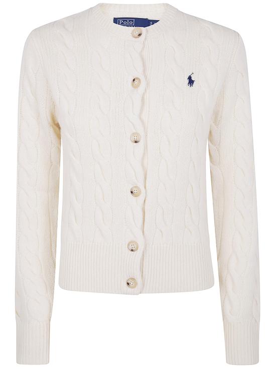 26FW 폴로 랄프로렌 로고 자수 크루넥 가디건 211972104002 BIANCO - POLO RALPH LAUREN