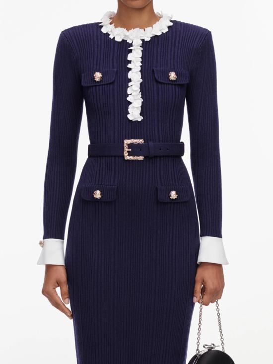 26FW 셀프 포트레이트 롱 원피스 AW26101MNNAVY BLU - SELF PORTRAIT