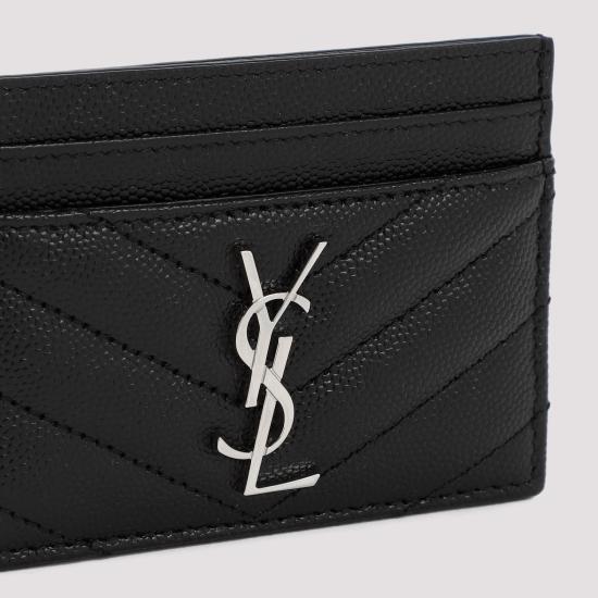 26FW 생로랑 카산드라 마틀라세 카드 케이스 423291BOW02 1000 BLACK SILVER - SAINT LAURENT