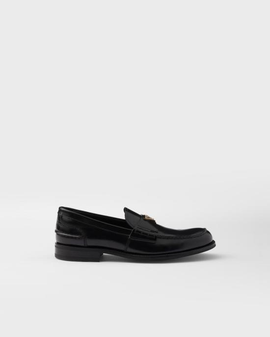 26FW 프라다 브러쉬드 레더 로퍼 2DB223055 F0002 BLACK